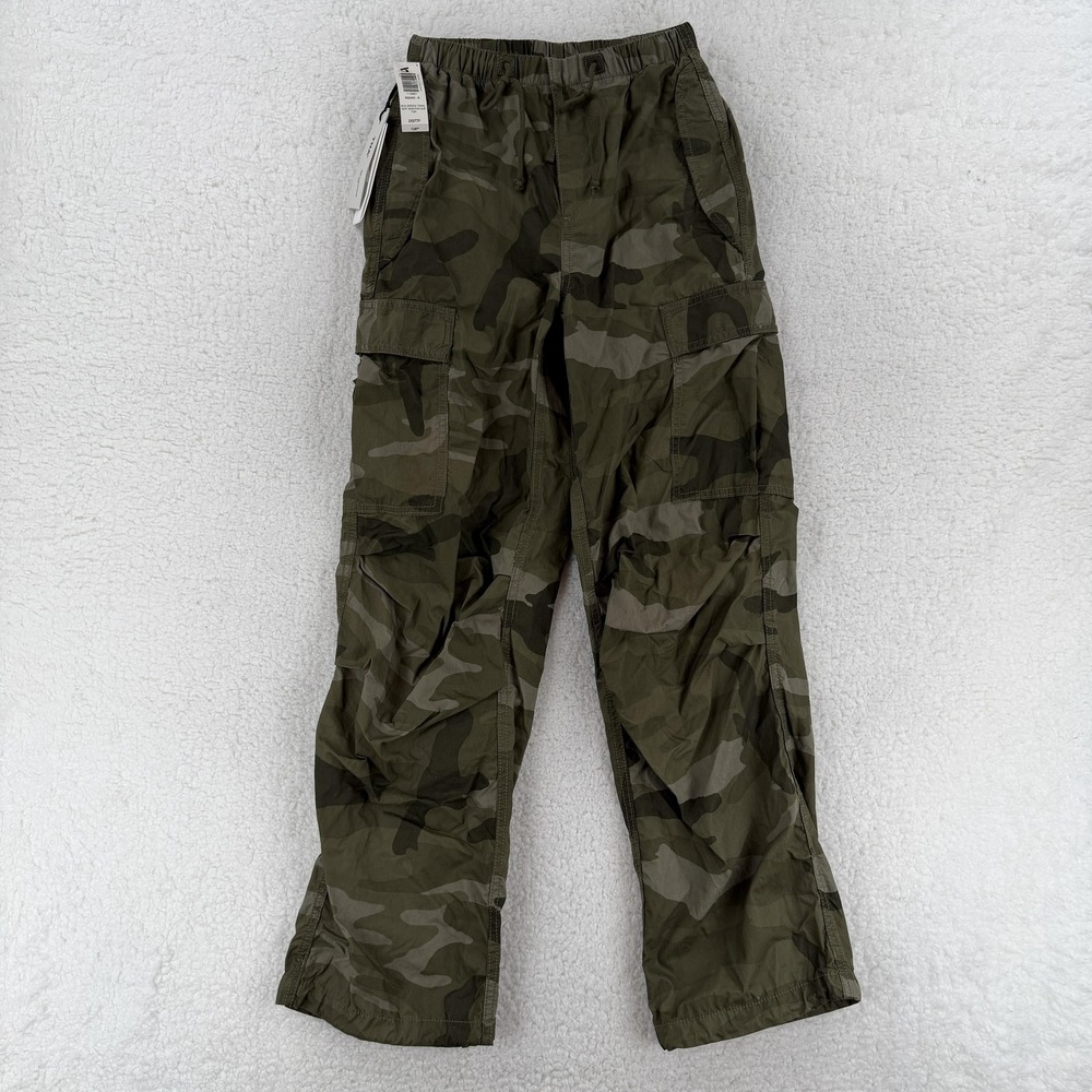 Aritzia TNA Cargo Pants Womens‎ 2XS Green Camo Drawstring Elastic Waist  NWT
